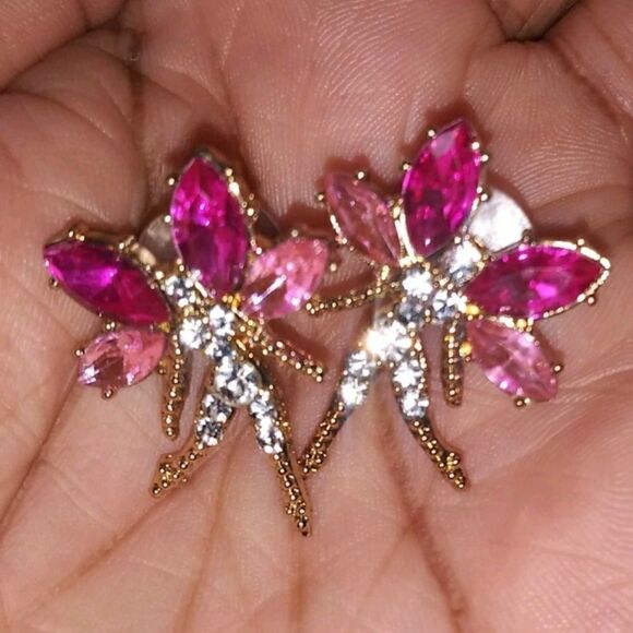Fairy Tinkerbell Sparkling Rhinestones Earrings - Picture 4 of 12